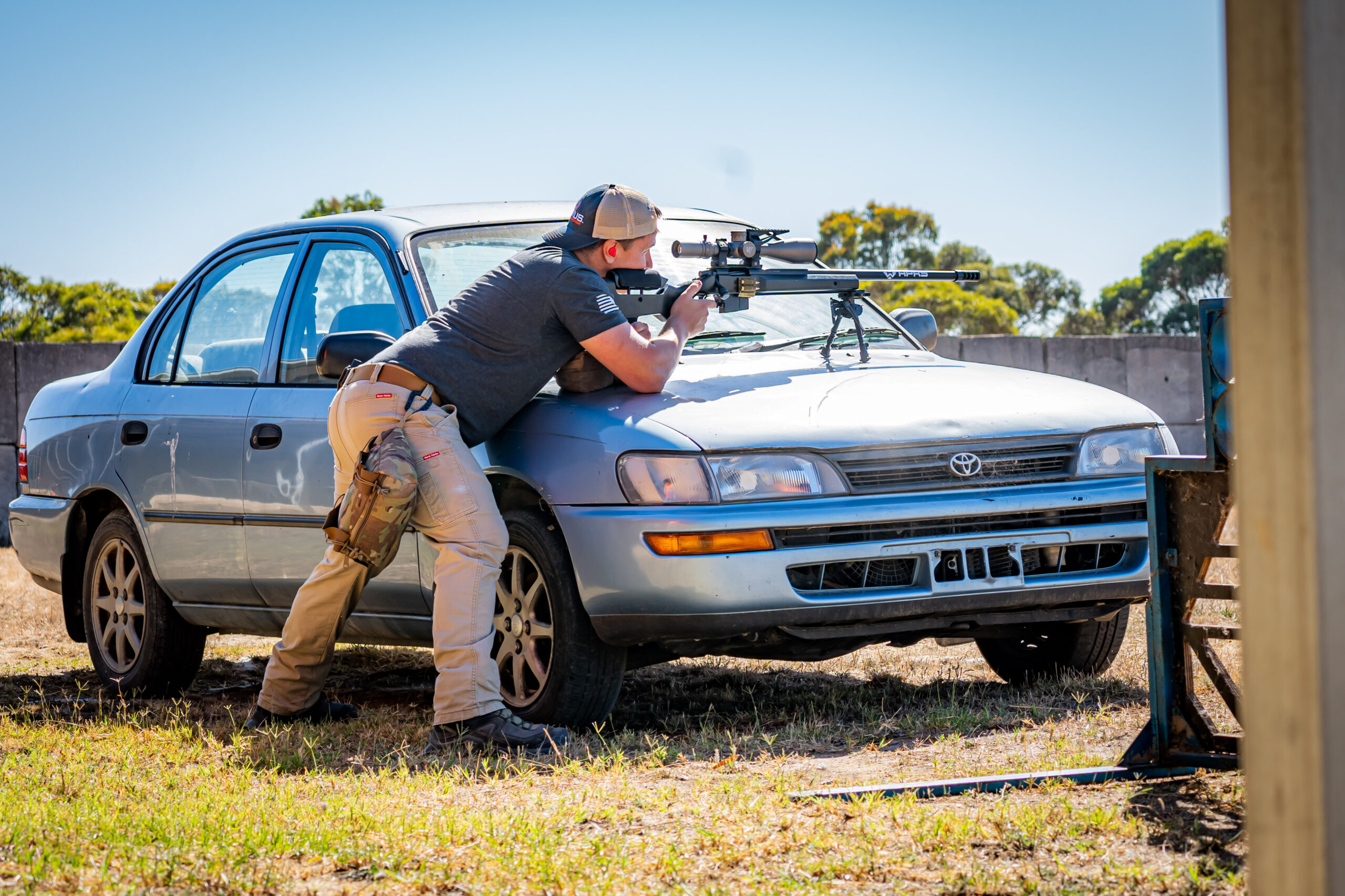 Precision rifle shooters in a field match setting